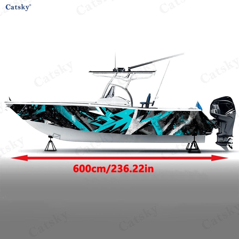 2Pcs Cyan & White Sharp Graffi – Fishing Boat Trailer recenzja i cena