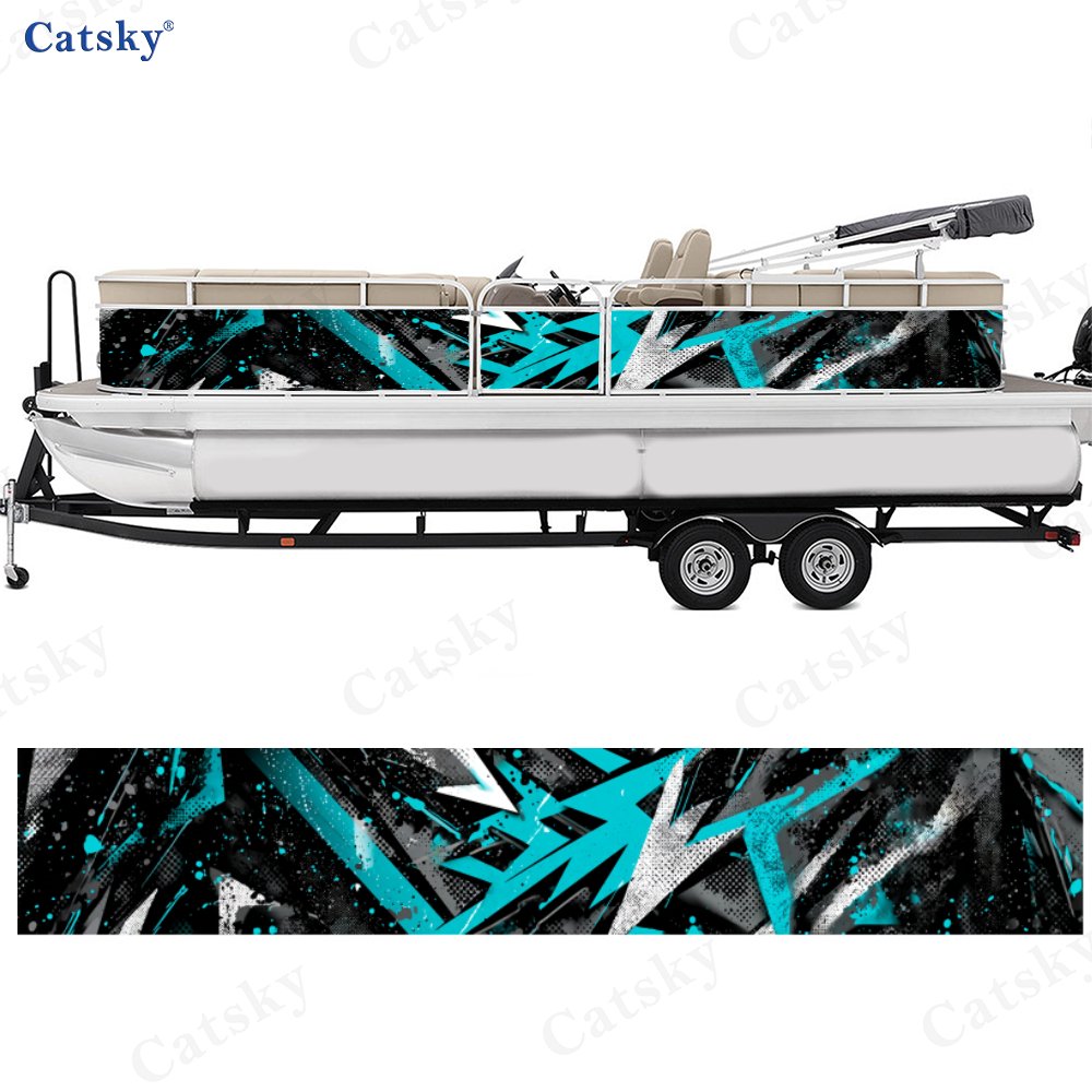 2Pcs Cyan & White Sharp Graffi – Fishing Boat Trailer recenzja i cena