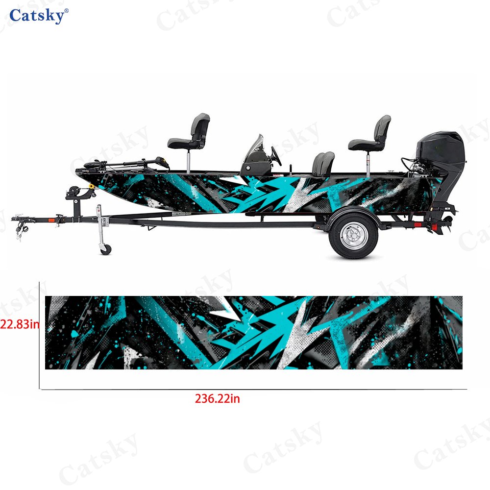 2Pcs Cyan & White Sharp Graffi – Fishing Boat Trailer recenzja i cena